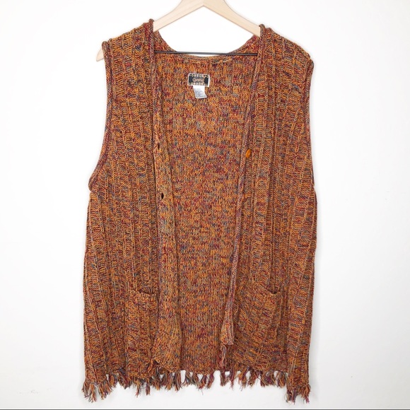 Vintage Sweaters - Vintage Retro Fringed Knit Vest